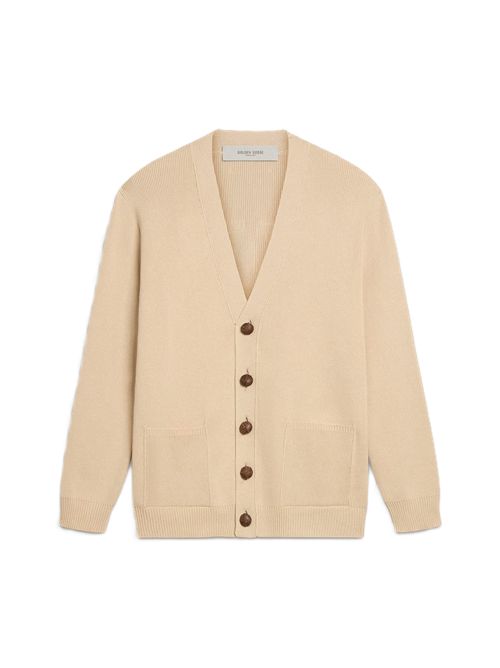 Golden Goose Cardigan da uomo di colore beige con scritta 'Golden' sul retro Golden Goose | GMP00946P00197255550